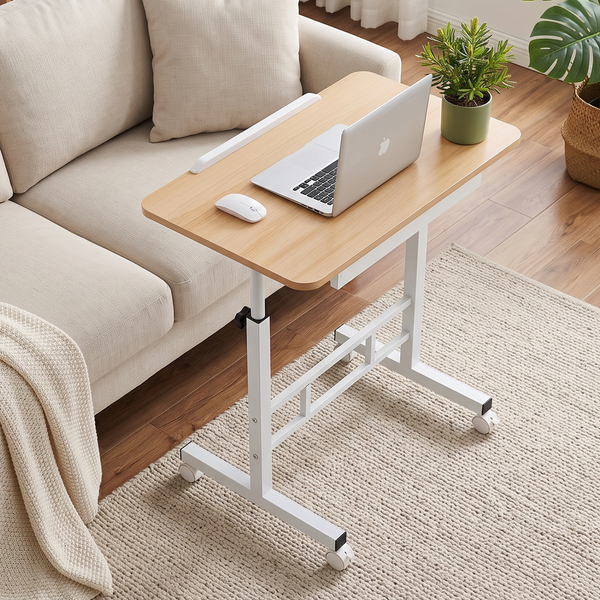 Artiss Adjustable Laptop Desk Mobile Bedside Table Hidden Storage Wood Awezingly
