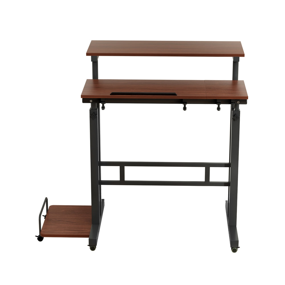 Mobile Twin Laptop Desk - Dark Wood Does not apply