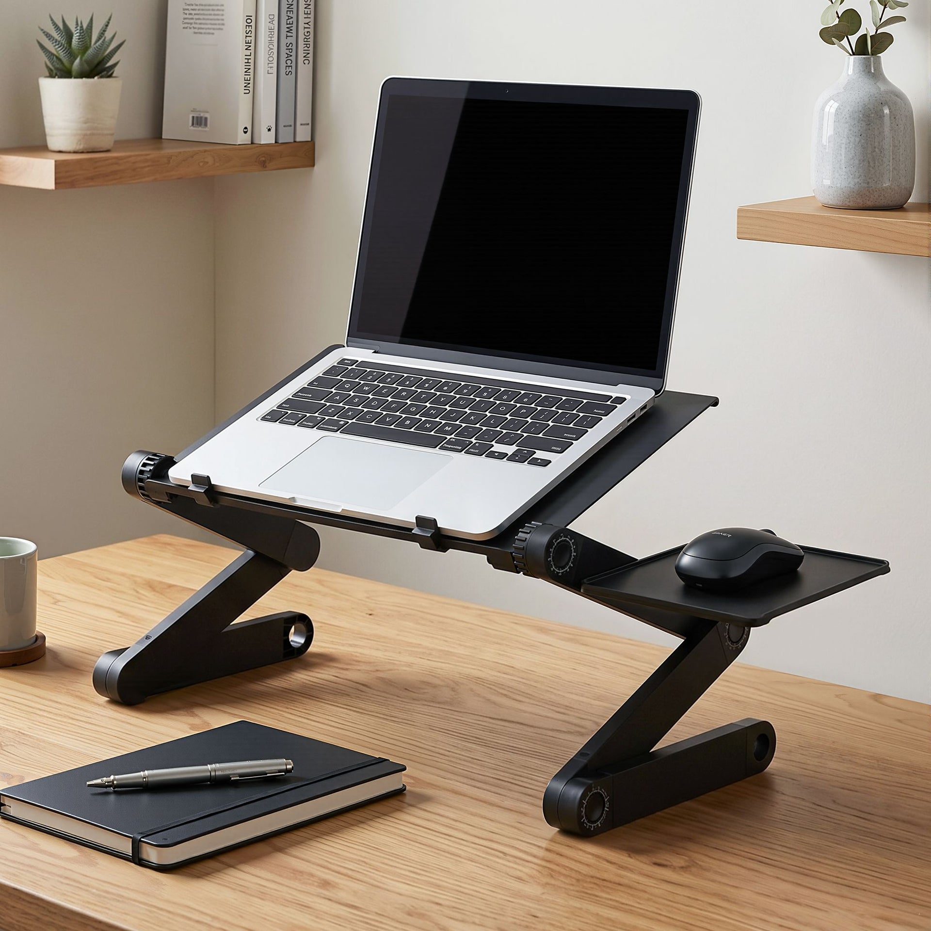 Artiss Laptop Stand Aluminium Computer Riser Foldable Lap Desk Bed Table Black Artiss