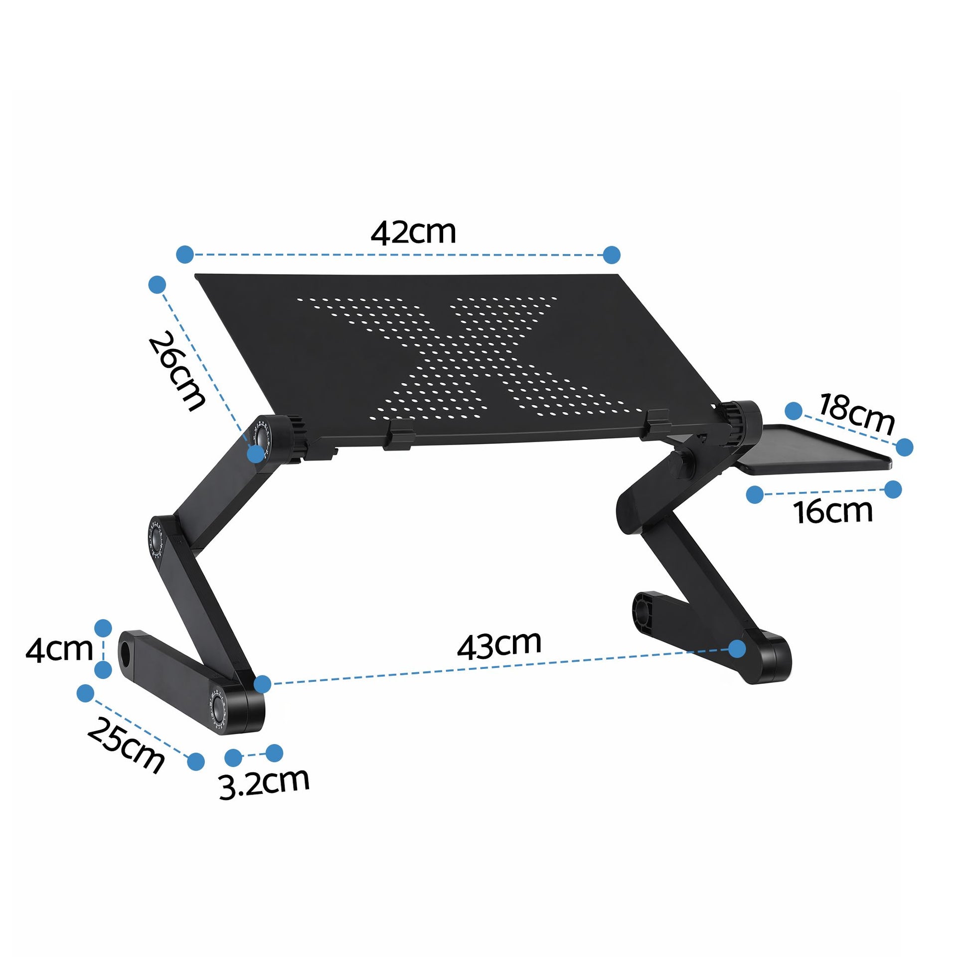 Artiss Laptop Stand Aluminium Computer Riser Foldable Lap Desk Bed Table Black Artiss