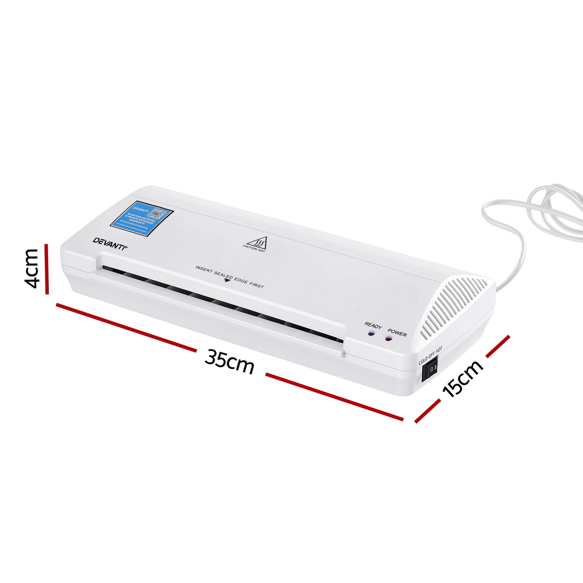 Devanti A4 Laminator Machine, Hot & Cold Thermal Fast Lamination Anti-Jam Laminator for Office School Home Document Photo Card Handmade A4 A5 A6, White Awezingly