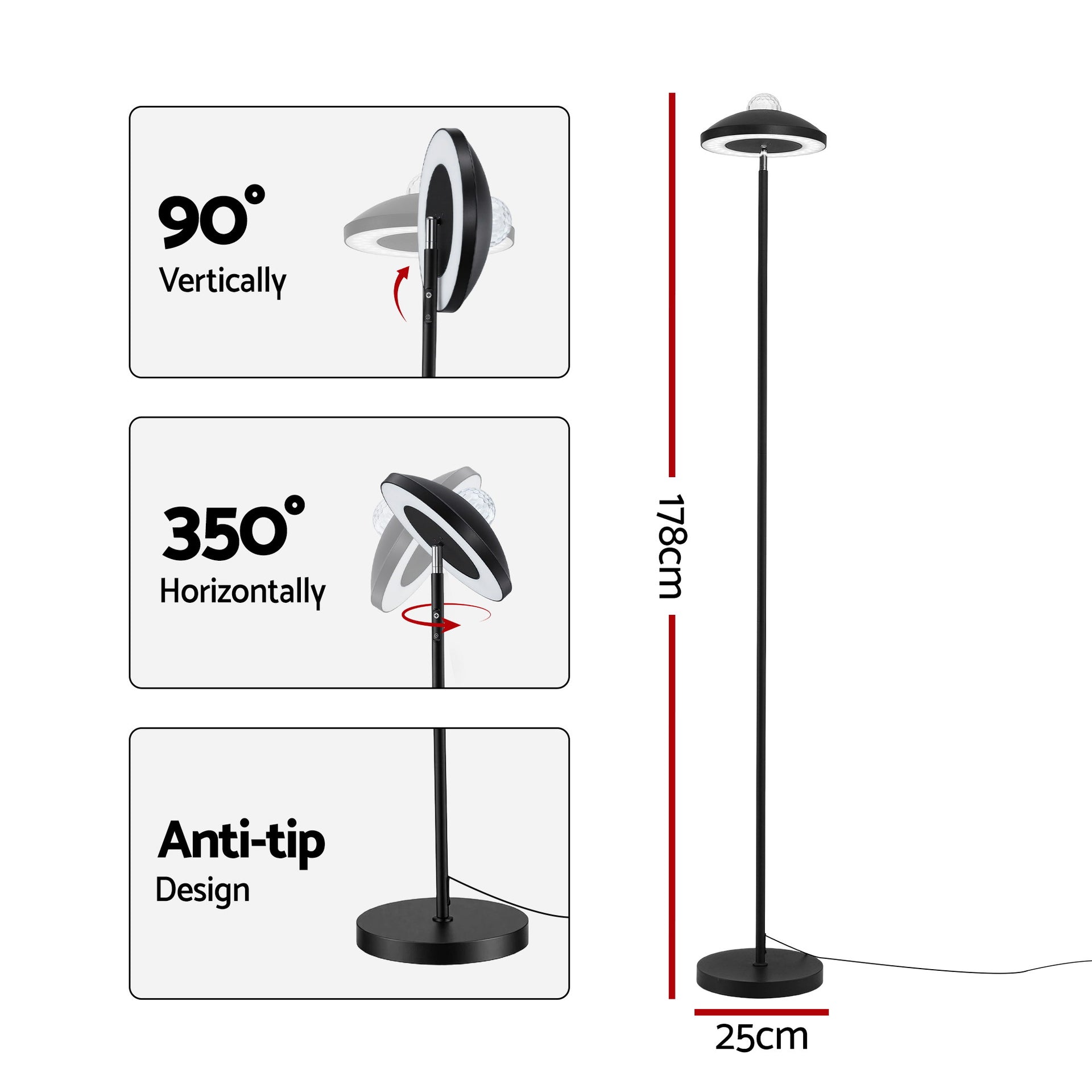 Artiss 2-in-1 LED Floor Lamp with Galaxy Projector &Remote, 178cm Tall Torchiere Standing Light with Dynamic RGB Aurora Stepless 4 Colour Temperatures, 1H Timer for Living Room, Bedroom Kids Room Awezingly