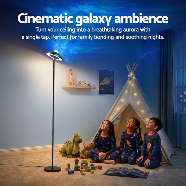 Artiss 2-in-1 LED Floor Lamp with Galaxy Projector &Remote, 178cm Tall Torchiere Standing Light with Dynamic RGB Aurora Stepless 4 Colour Temperatures, 1H Timer for Living Room, Bedroom Kids Room Awezingly
