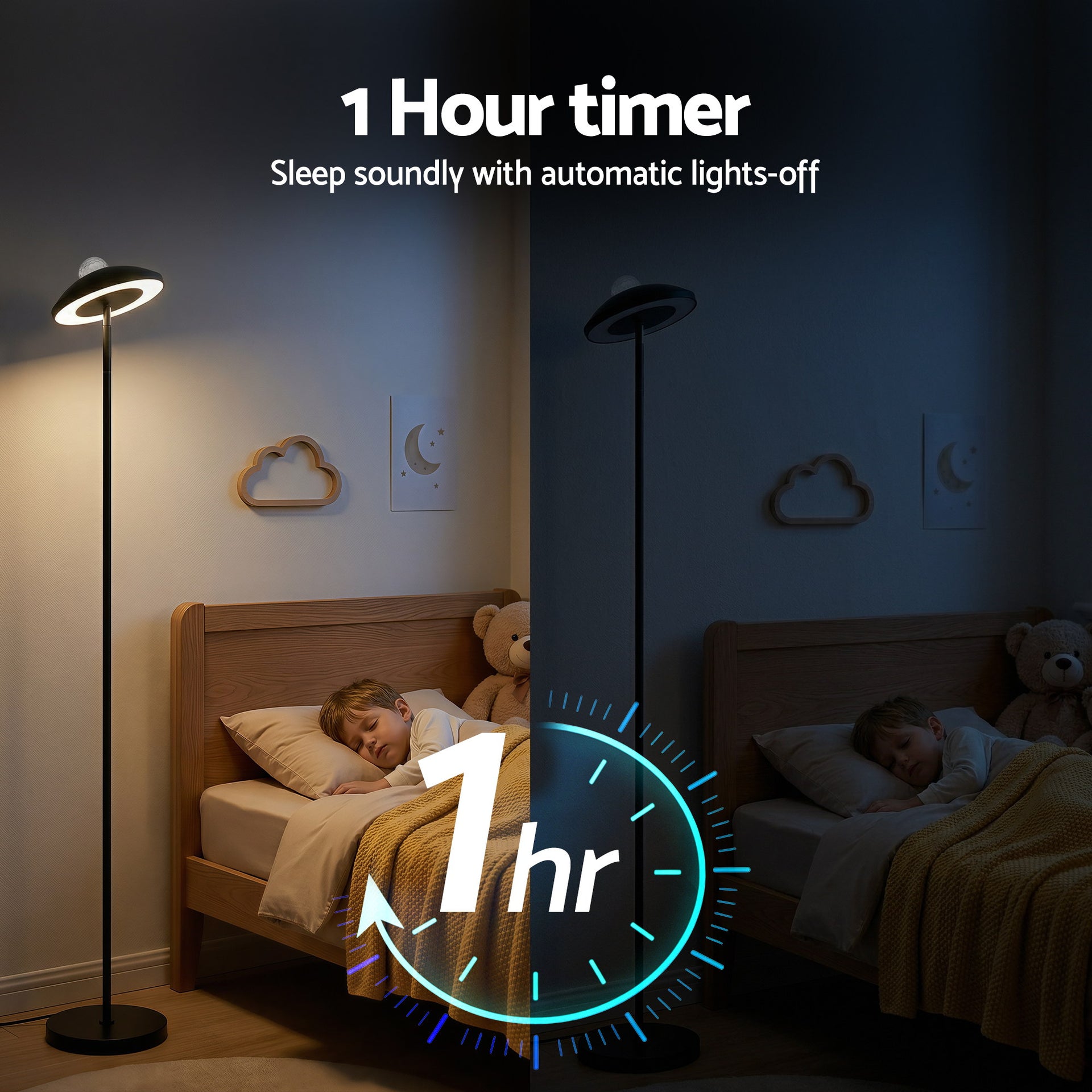 Artiss 2-in-1 LED Floor Lamp with Galaxy Projector &Remote, 178cm Tall Torchiere Standing Light with Dynamic RGB Aurora Stepless 4 Colour Temperatures, 1H Timer for Living Room, Bedroom Kids Room Awezingly