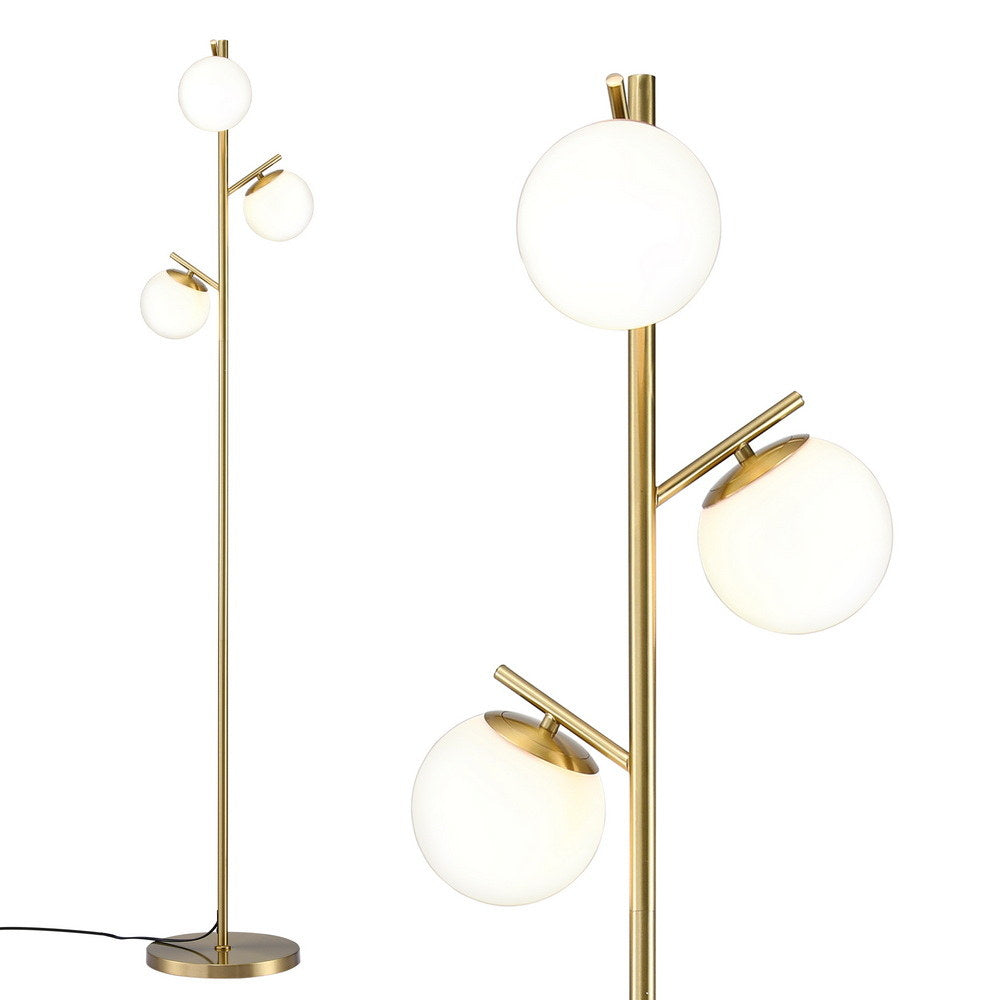 Artiss 3-Light Tree Floor Lamp 165cm Tall Standing Light with Sphere Glass Shades for Modern Homes Awezingly