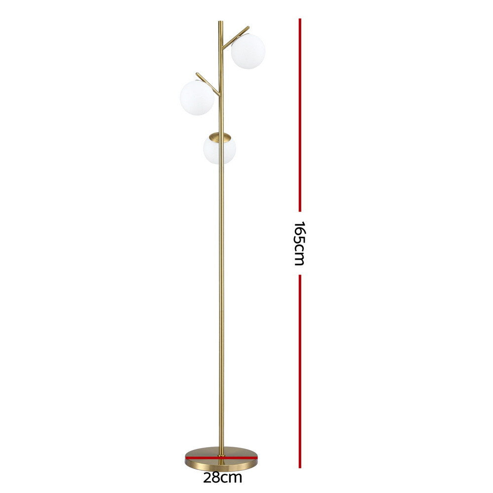 Artiss 3-Light Tree Floor Lamp 165cm Tall Standing Light with Sphere Glass Shades for Modern Homes Awezingly