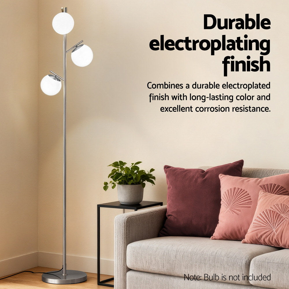 Artiss 3-Light Tree Floor Lamp 165cm Tall Standing Light with Sphere Glass Shades for Modern Homes Awezingly