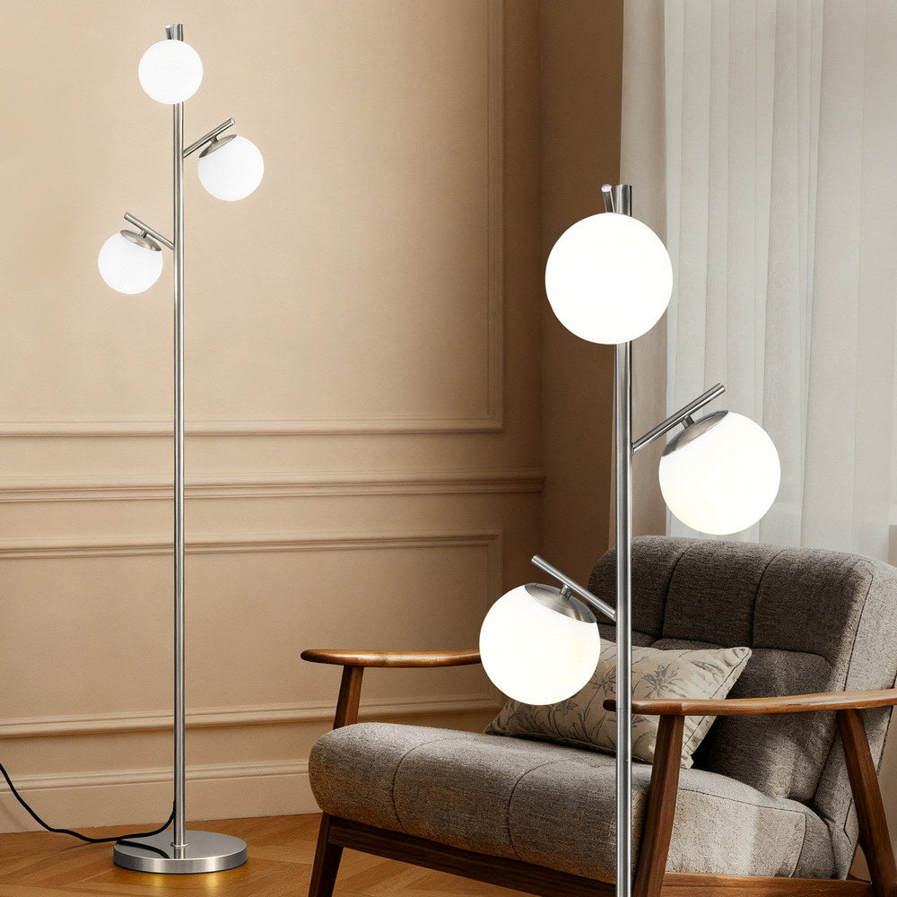 Artiss 3-Light Tree Floor Lamp 165cm Tall Standing Light with Sphere Glass Shades for Modern Homes Awezingly
