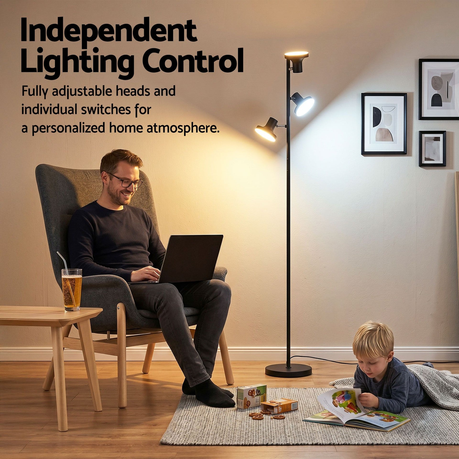 Artiss LED Tree Floor Lamp, 36W Modern Dimmable Standing Lamp with Remote & Touch Control, 4 Color Temperatures, 3 Rotatable LED Light Floor Lamps for Living Room, Bedroom, Office Artiss