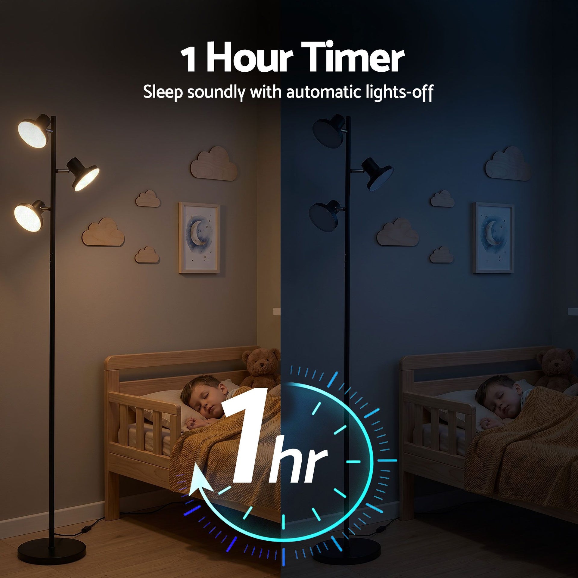 Artiss LED Tree Floor Lamp, 36W Modern Dimmable Standing Lamp with Remote & Touch Control, 4 Color Temperatures, 3 Rotatable LED Light Floor Lamps for Living Room, Bedroom, Office Artiss