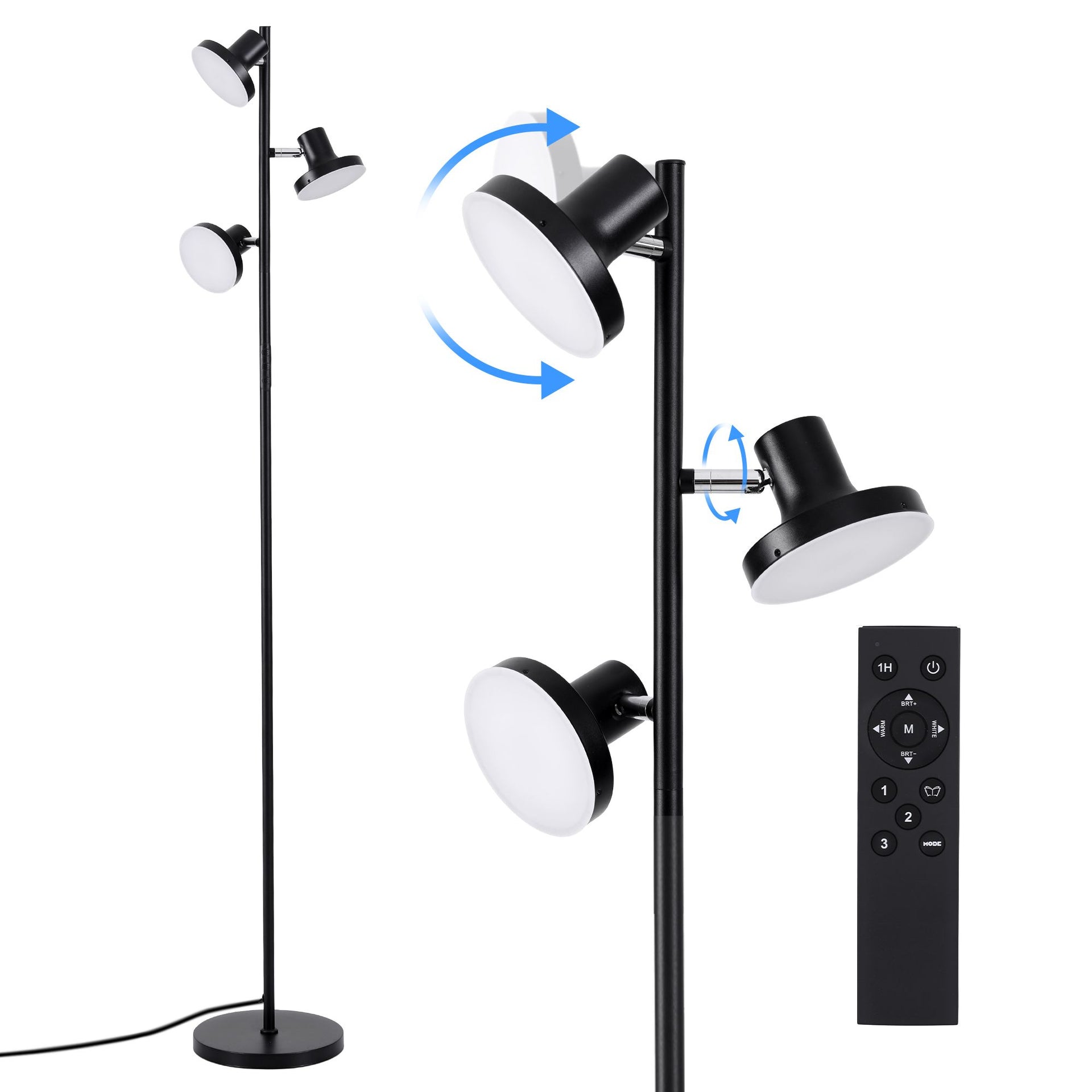 Artiss RGB Floor Lamp LED with 3 Swivel Lights Color Changing Lamp with Remote Stepless Dimmable Artiss