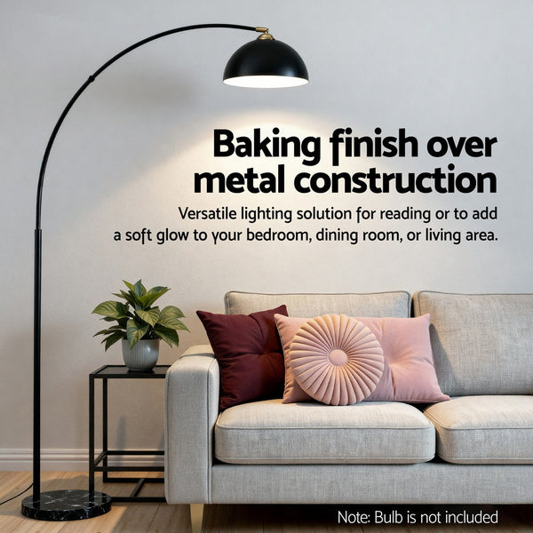 Artiss Modern Arched Floor Lamp Black Standing Heavy-Duty Marble Base for Living Room Bedroom Awezingly