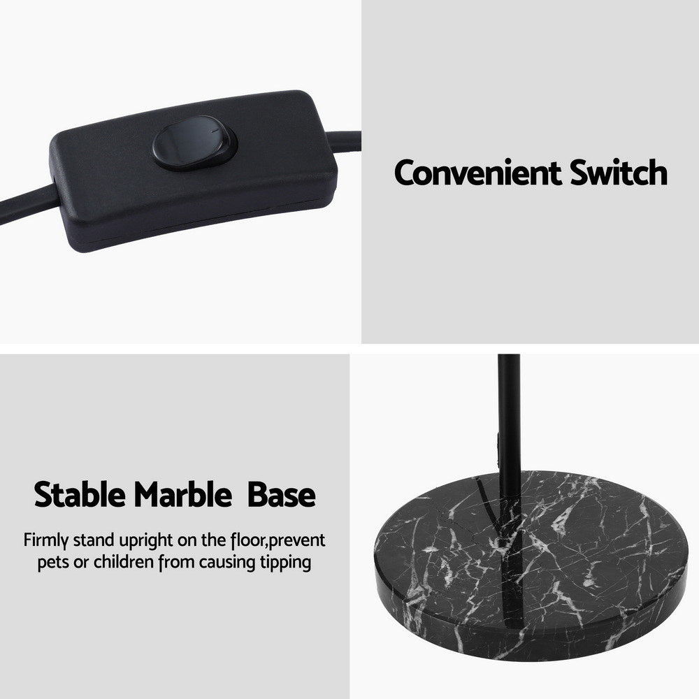 Artiss Modern Arched Floor Lamp Black Standing Heavy-Duty Marble Base for Living Room Bedroom Awezingly