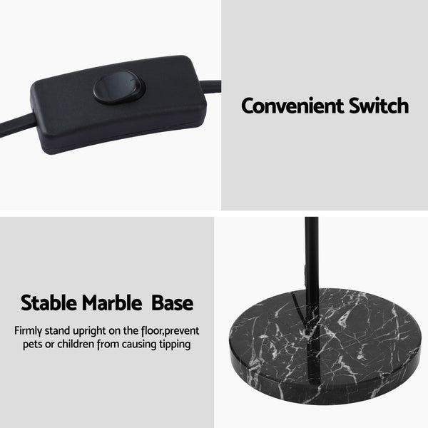 Artiss Modern Arched Floor Lamp Black Standing Heavy-Duty Marble Base for Living Room Bedroom Awezingly