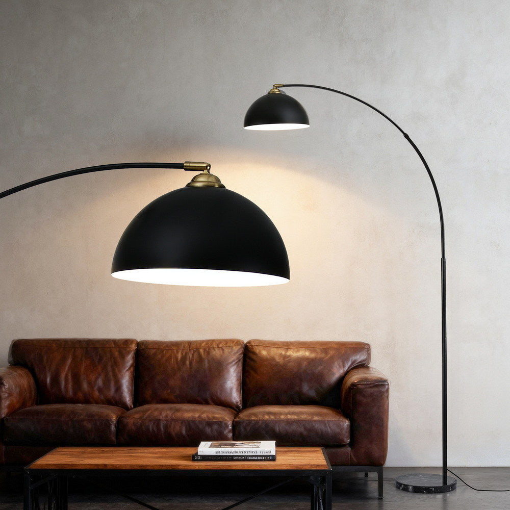 Artiss Modern Arched Floor Lamp Black Standing Heavy-Duty Marble Base for Living Room Bedroom Awezingly
