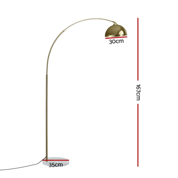 Artiss Modern Arched Floor Lamp Gold Brass Standing Heavy-Duty Marble Base for Living Room Bedroom Awezingly