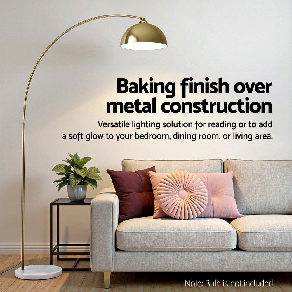 Artiss Modern Arched Floor Lamp Gold Brass Standing Heavy-Duty Marble Base for Living Room Bedroom Awezingly