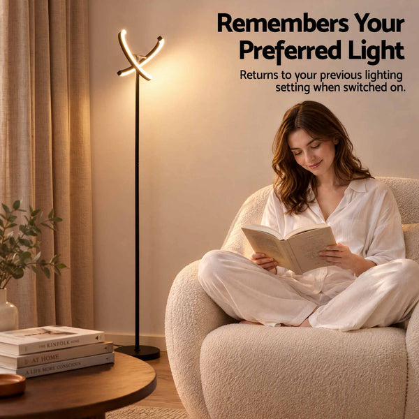 Artiss LED Floor Lamp with Dual Rotating Heads, Dimmable Light and Remote Control Black 20W Awezingly