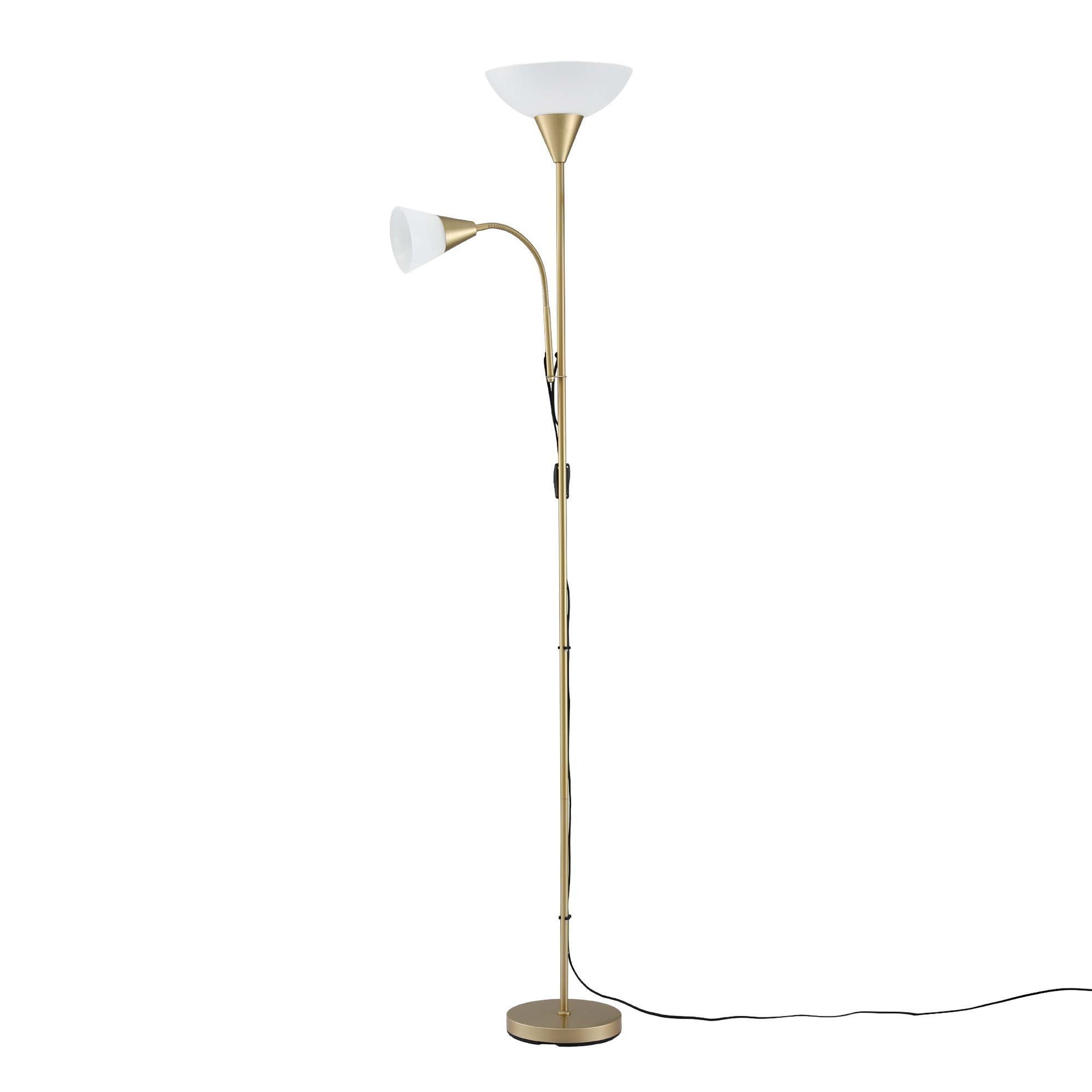 Artiss Gold Floor Lamp with Reading Light | Mother and Child Standing Lamp with 360 Flexible Gooseneck, Individual Switch & Plate Shade, E27 & E14 Bulb (Not Included) Home Living Room Office Reading Artiss
