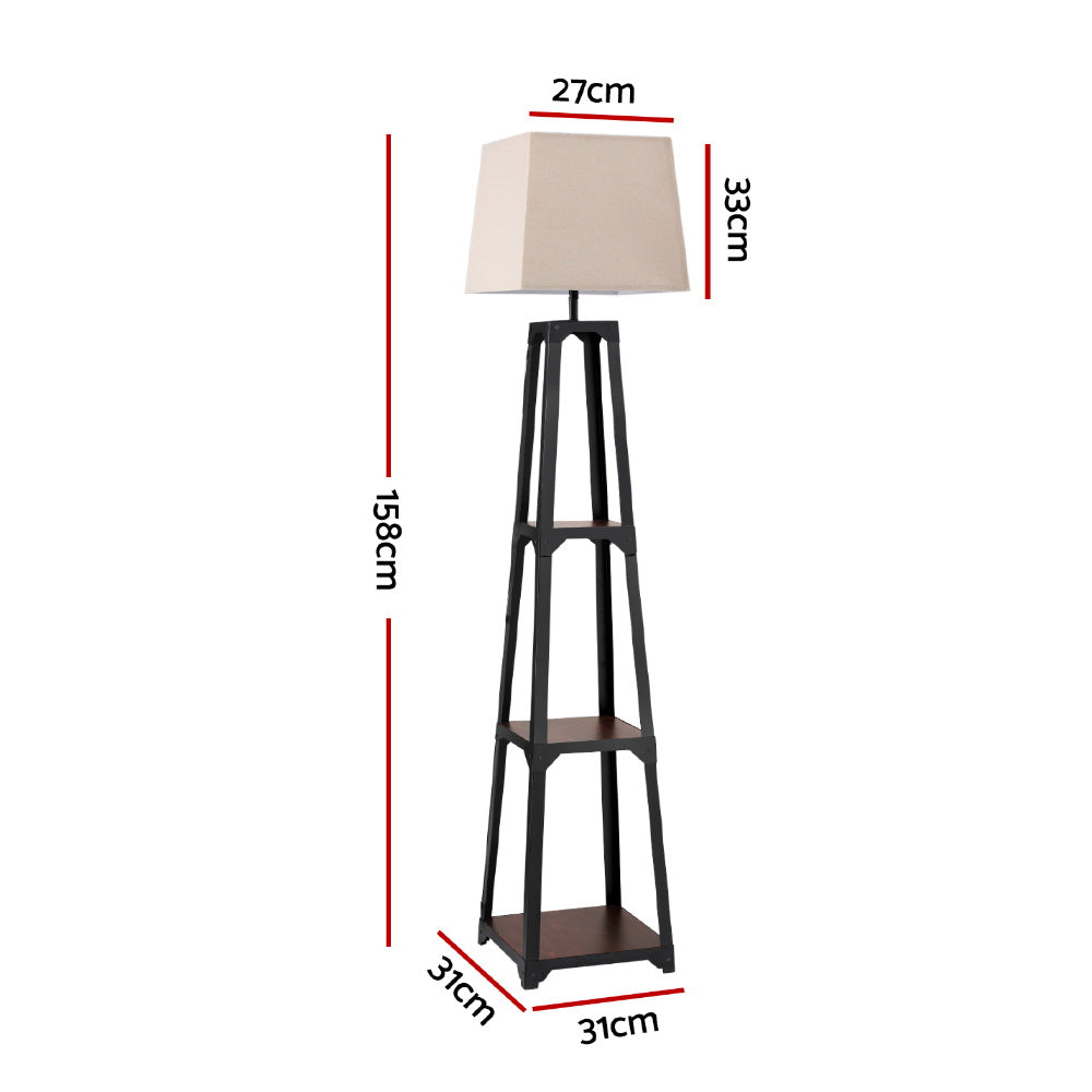 Artiss Floor Lamp 3 Tier Shelf Storage LED Light Stand Home Room Vintage White Artiss