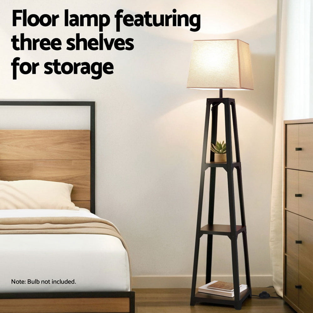 Artiss Floor Lamp 3 Tier Shelf Storage LED Light Stand Home Room Vintage White Artiss