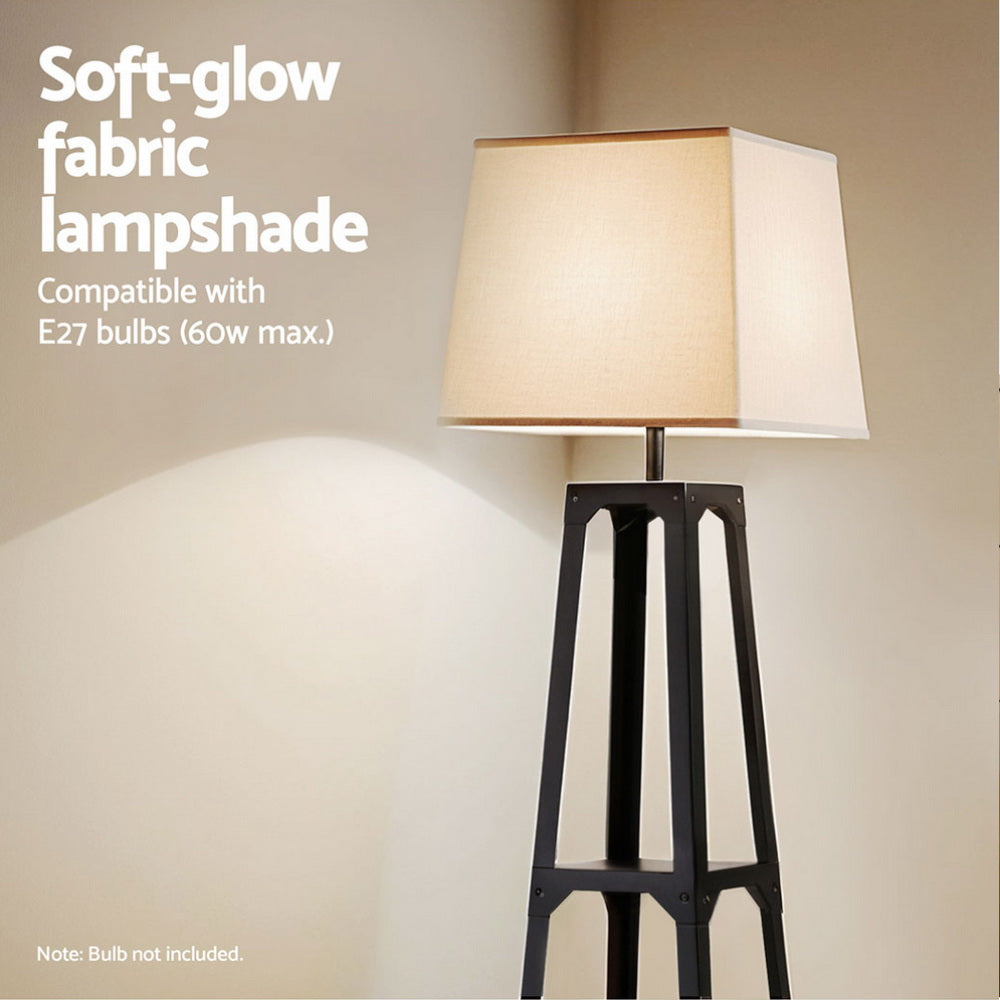 Artiss Floor Lamp 3 Tier Shelf Storage LED Light Stand Home Room Vintage White Artiss