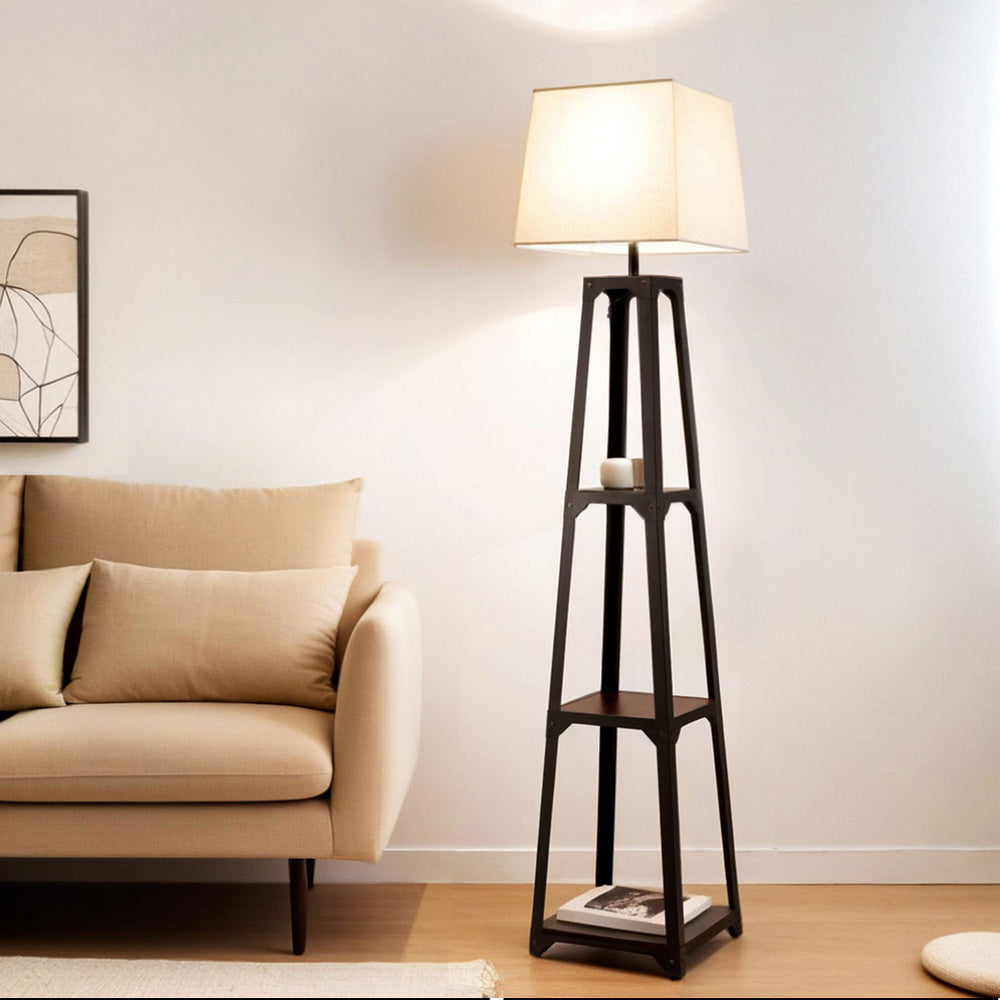 Artiss Floor Lamp 3 Tier Shelf Storage LED Light Stand Home Room Vintage White Artiss