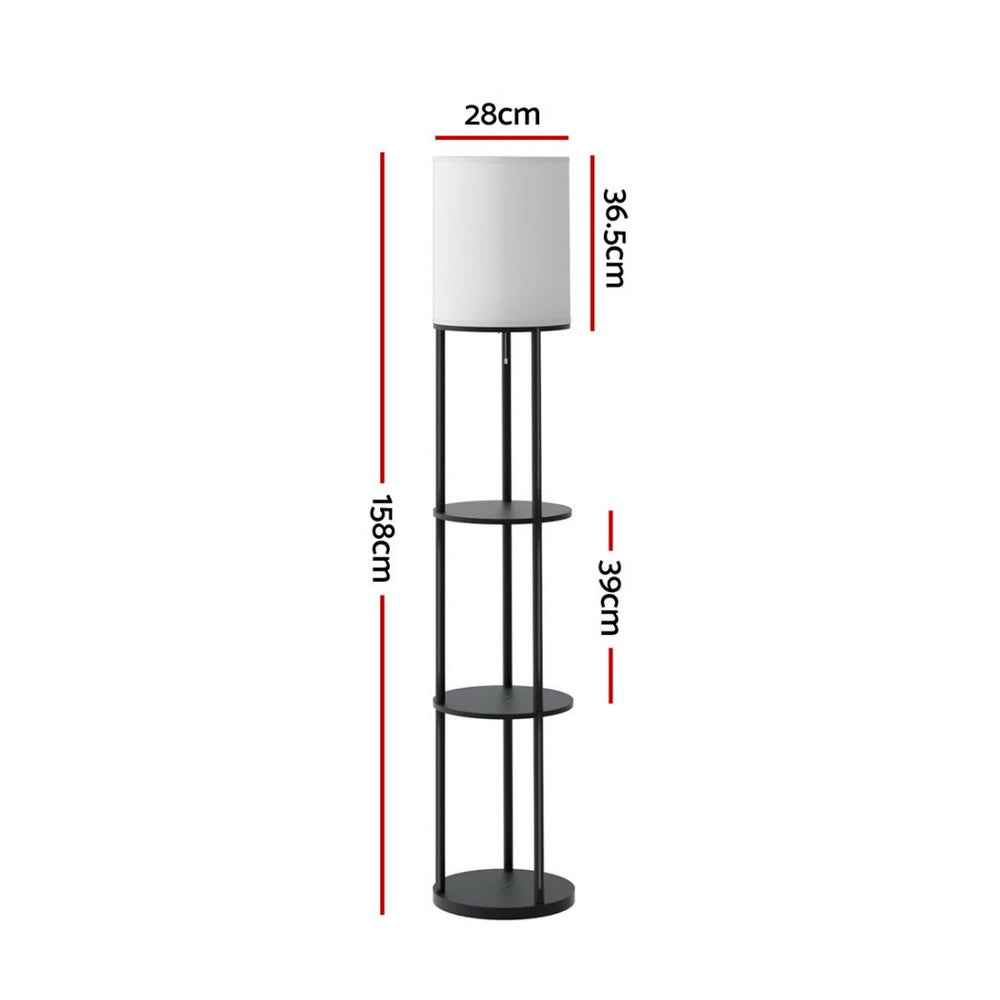 Artiss Floor Lamp 3 Tier Shelf Storage LED Light Stand Home Room Vintage Round Artiss