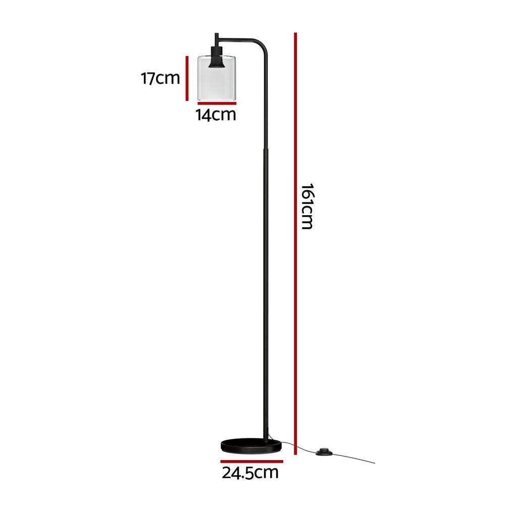 Artiss Floor Lamp Light Stand Modern Home Living Room Office Reading Glass Shade Black Artiss