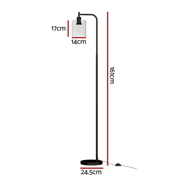 Artiss Floor Lamp Light Stand Modern Home Living Room Office Reading Glass Shade Black Artiss