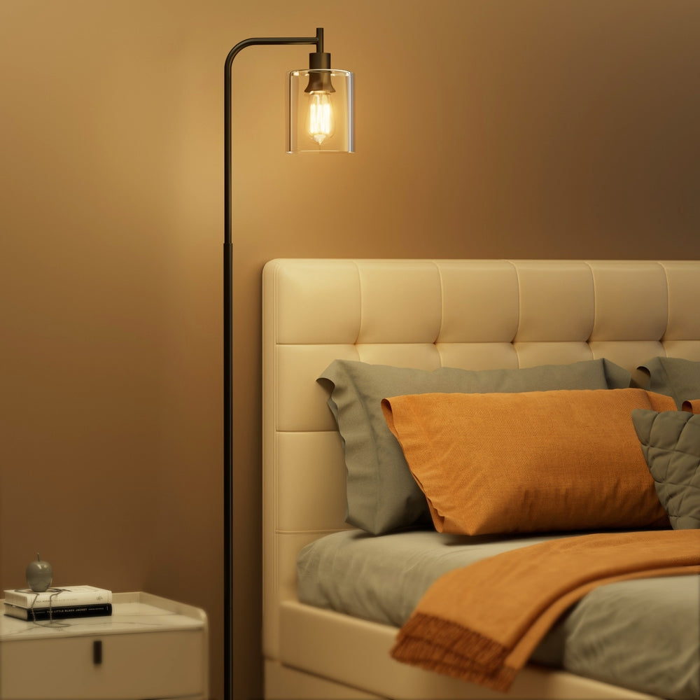 Artiss Floor Lamp Light Stand Modern Home Living Room Office Reading Glass Shade Black Artiss