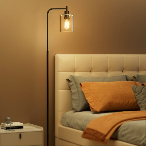 Artiss Floor Lamp Light Stand Modern Home Living Room Office Reading Glass Shade Black Artiss