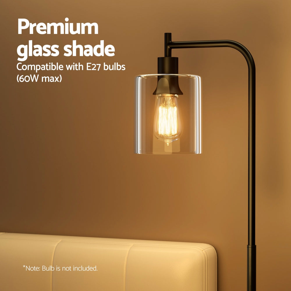 Artiss Floor Lamp Light Stand Modern Home Living Room Office Reading Glass Shade Black Artiss