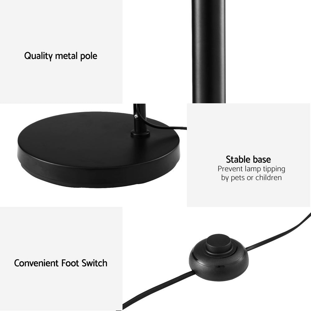 Artiss Floor Lamp Light Stand Modern Home Living Room Office Reading Glass Shade Black Artiss