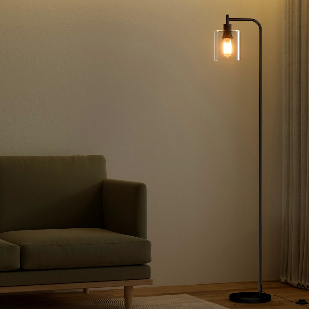 Artiss Floor Lamp Light Stand Modern Home Living Room Office Reading Glass Shade Black Artiss