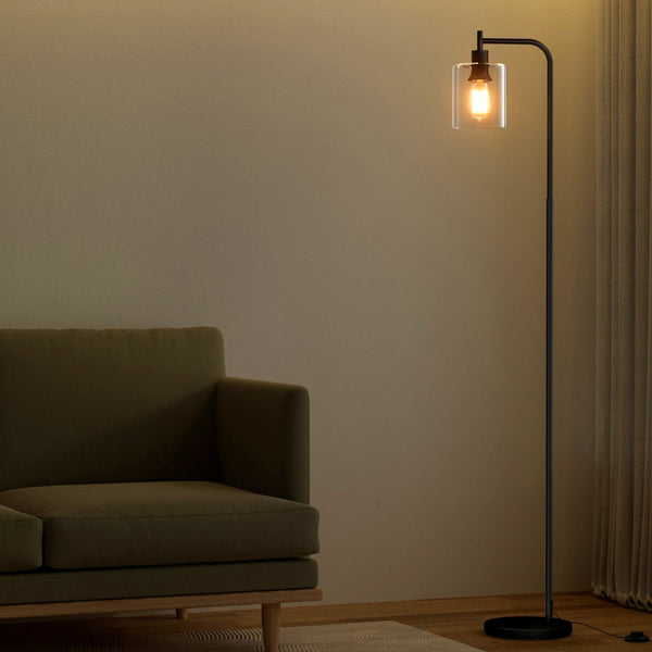 Artiss Floor Lamp Light Stand Modern Home Living Room Office Reading Glass Shade Black Artiss