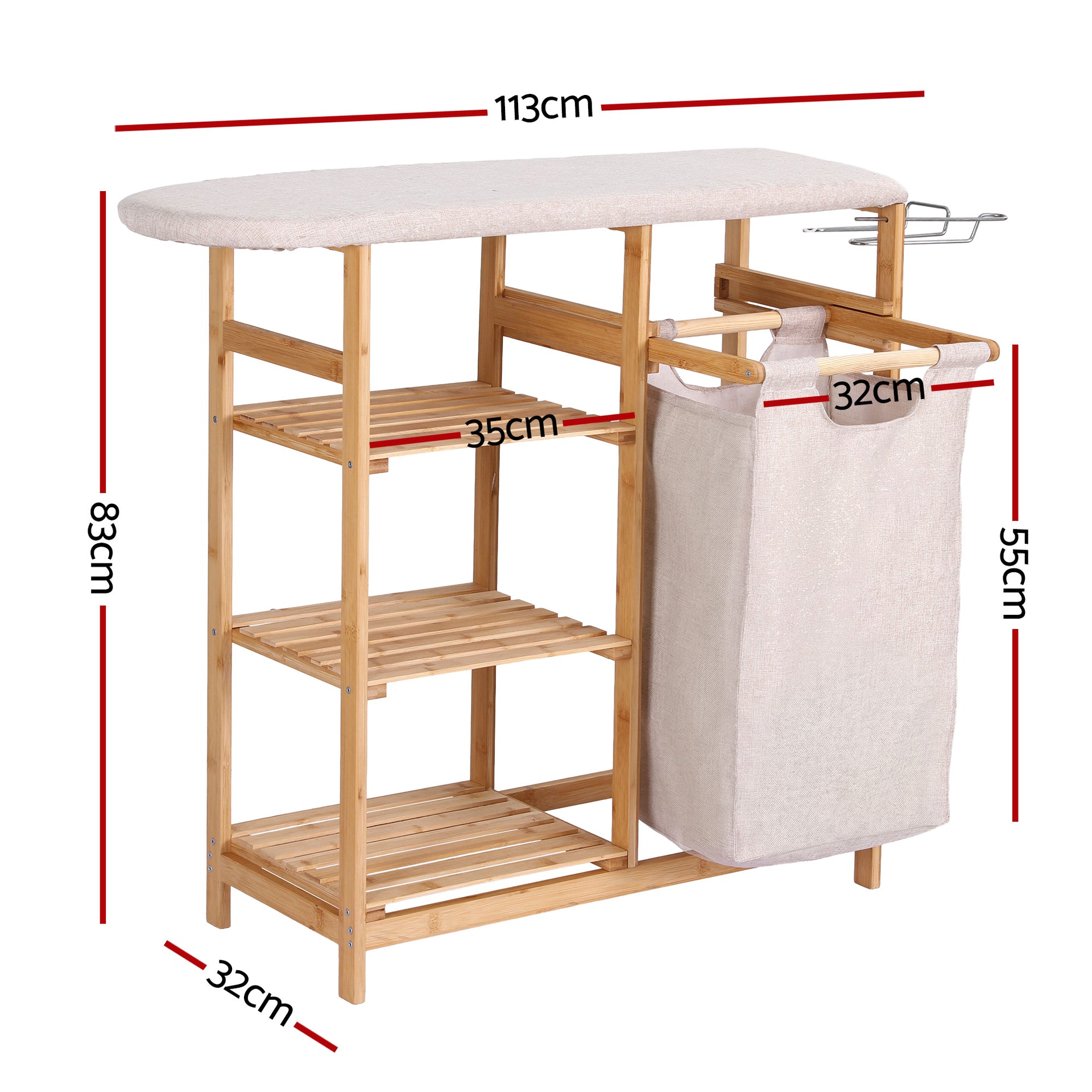 Artiss Laundry Basket Hamper with Ironing Board Bamboo Awezingly