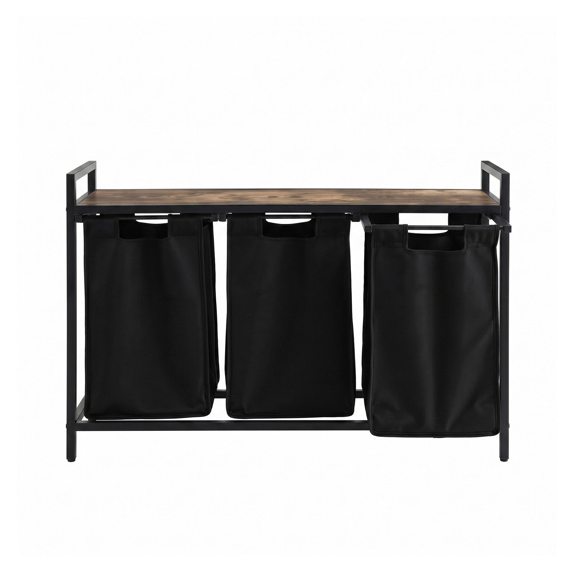 Artiss Laundry Basket with 3 Pull-out Bags Metal Frame Black Awezingly