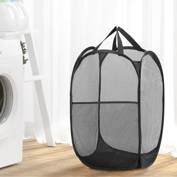 Artiss 2X Laundry Basket Hamper Foldable Black Artiss