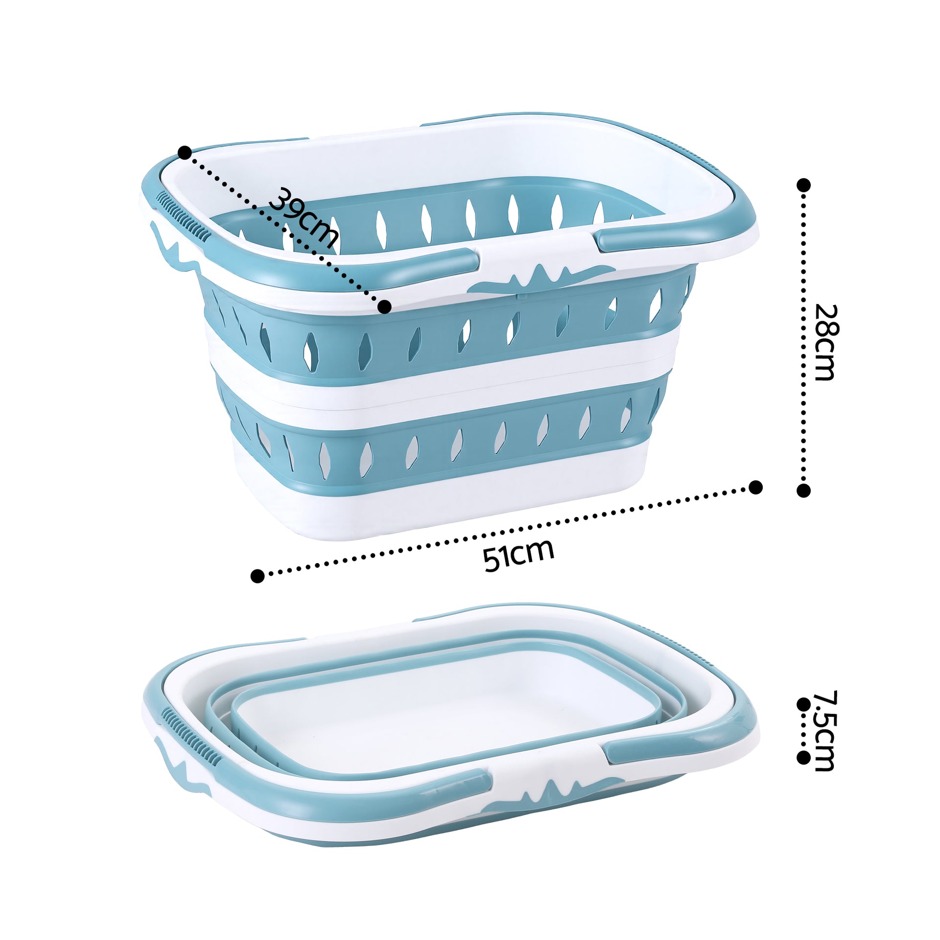 Artiss Laundry Basket Hamper Large Foldable Washing Clothes Storage Organiser Blue Awezingly