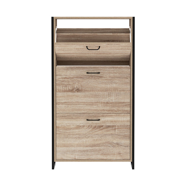 Artiss Shoe Cabinet Rack Wooden Up to 24 Pairs Metal Frame Artiss