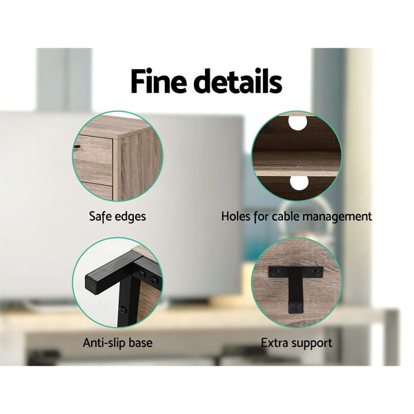 Artiss TV Cabinet Entertainment Unit Stand Industrial Wooden Metal Frame 132cm Oak Artiss