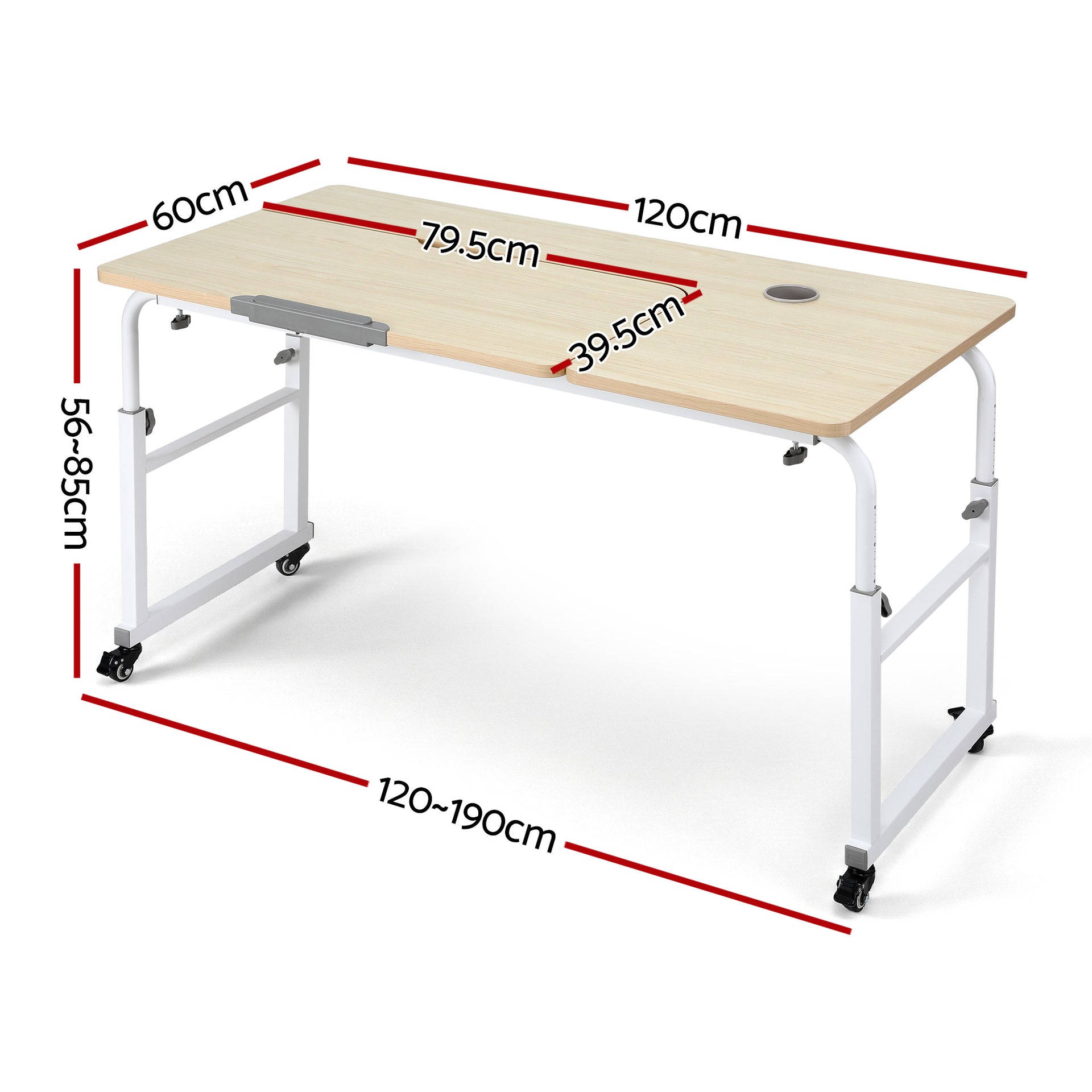 Artiss Mobile Laptop Desk Overbed Table Adjustable Computer Stand Bedside Cart Awezingly