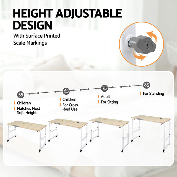 Artiss Mobile Laptop Desk Overbed Table Adjustable Computer Stand Bedside Cart Awezingly