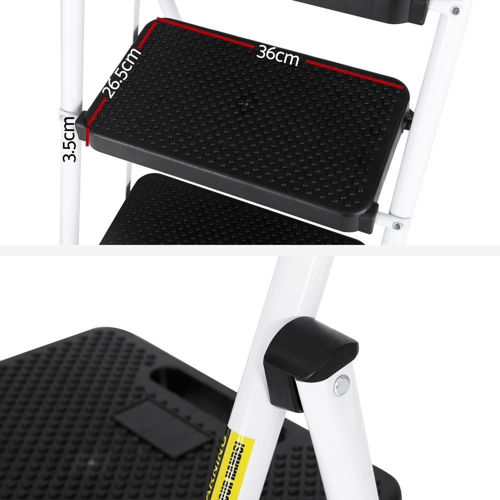 Giantz 4 Step Ladder Multi-Purpose Folding Steel Platform Tool Bag Handrails Does not apply