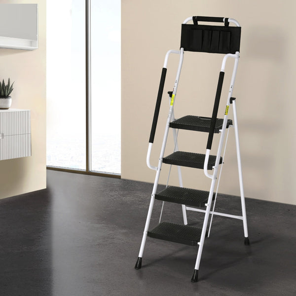 Giantz 4 Step Ladder Multi-Purpose Folding Steel Platform Tool Bag Handrails Does not apply