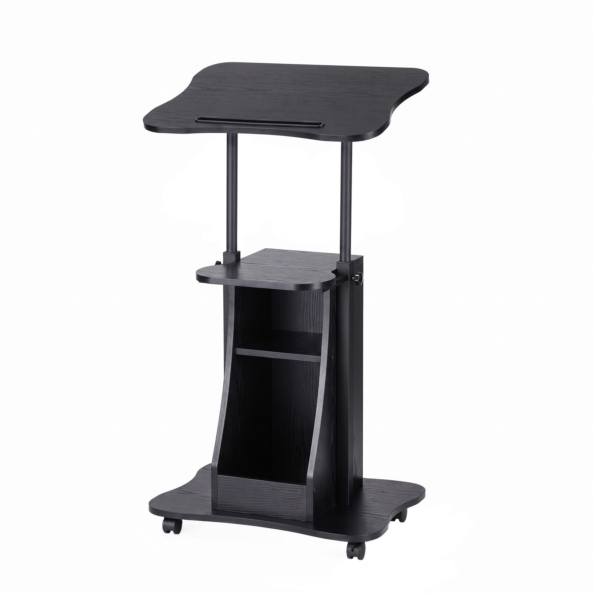 Artiss Mobile Podium Stand with Lockable Wheels Height Adjustable Laptop Desk Black Awezingly