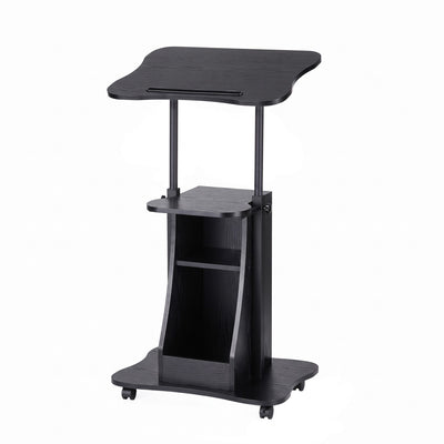 Artiss Mobile Podium Stand with Lockable Wheels Height Adjustable Laptop Desk Black