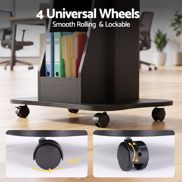 Artiss Mobile Podium Stand with Lockable Wheels Height Adjustable Laptop Desk Black Awezingly