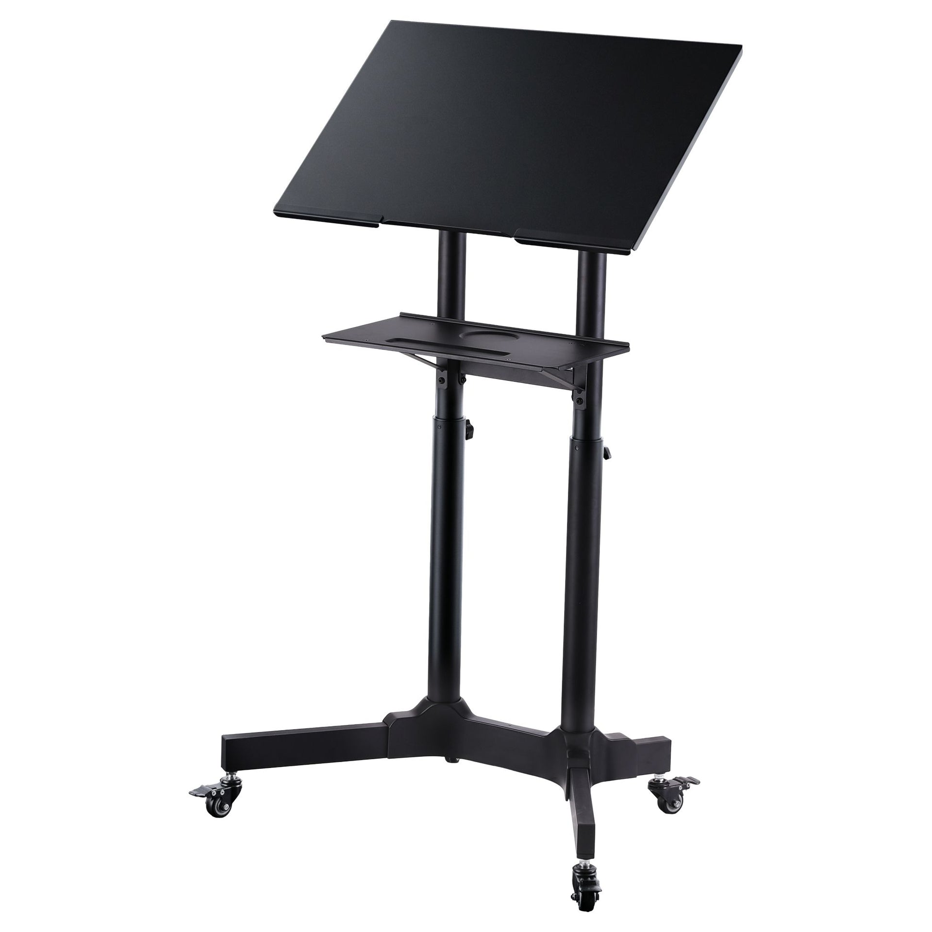 Artiss Mobile Lectern Stand, Adjustable Sit-to-Stand Presentation Podium w/ Wheels Black Artiss